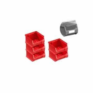 SparSet 5 x Rote Sichtlagerbox 1.0 Mit Abdeckung HxBxT 6 x 10 x 10 cm 0