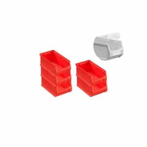 SparSet 5 x Rote Sichtlagerbox 2.0 Mit Abdeckung HxBxT 7