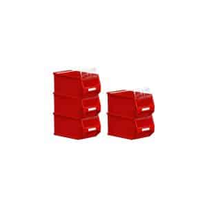 SparSet 5 x Rote Sichtlagerbox 3.0 Mit Abdeckung HxBxT 12