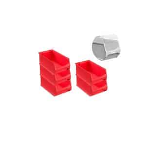 SparSet 5 x Rote Sichtlagerbox 4.0 Mit Abdeckung HxBxT 15 x 20 x 35 cm 7