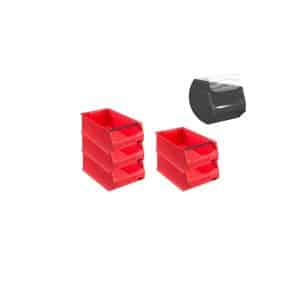 SparSet 5 x Rote Sichtlagerbox 5.1 Mit Griffstange und Abdeckung HxBxT 20 x 30 x 50 cm 21
