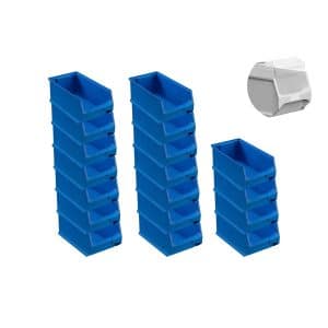 SuperSparSet 18 x Blaue Sichtlagerbox 4.0 Mit Abdeckung HxBxT 15 x 20 x 35 cm 7