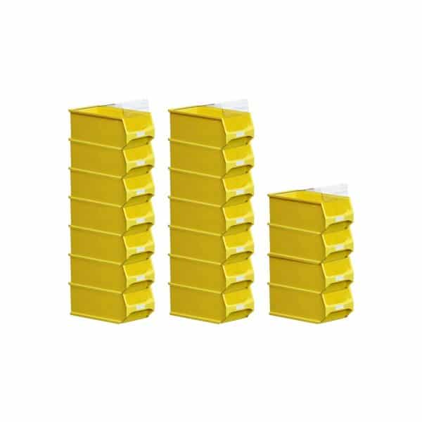 SuperSparSet 18 x Gelbe Sichtlagerbox 4.0 Mit Abdeckung HxBxT 15 x 20 x 35 cm 7