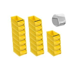 SuperSparSet 18 x Gelbe Sichtlagerbox 4.1 Mit Griffstange und Abdeckung HxBxT 15 x 20 x 35 cm 7