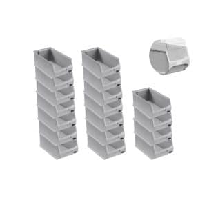 SuperSparSet 18 x Graue Sichtlagerbox 4.0 Mit Abdeckung HxBxT 15 x 20 x 35 cm 7