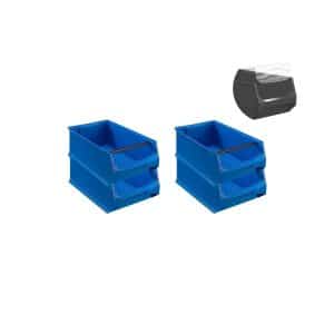 SuperSparSet 4 x Blaue Sichtlagerbox 5.1 Mit Griffstange und Abdeckung HxBxT 20 x 30 x 50 cm 21