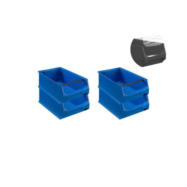 SuperSparSet 4 x Blaue Sichtlagerbox 5.1 Mit Griffstange und Abdeckung HxBxT 20 x 30 x 50 cm 21