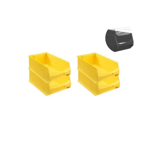 SuperSparSet 4 x Gelbe Sichtlagerbox 5.0 Mit Abdeckung HxBxT 20 x 30 x 50 cm 21