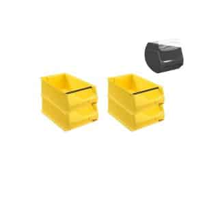 SuperSparSet 4 x Gelbe Sichtlagerbox 5.1 Mit Griffstange und Abdeckung HxBxT 20 x 30 x 50 cm 21
