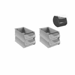 SuperSparSet 4 x Graue Sichtlagerbox 5.1 Mit Griffstange und Abdeckung HxBxT 20 x 30 x 50 cm 21