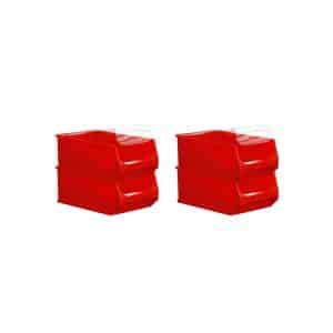 SuperSparSet 4 x Rote Sichtlagerbox 5.0 Mit Abdeckung HxBxT 20 x 30 x 50 cm 21