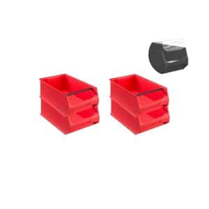 SuperSparSet 4 x Rote Sichtlagerbox 5.1 Mit Griffstange und Abdeckung HxBxT 20 x 30 x 50 cm 21