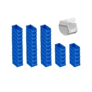 SuperSparSet 40 x Blaue Sichtlagerbox 2.0 Mit Abdeckung HxBxT 7