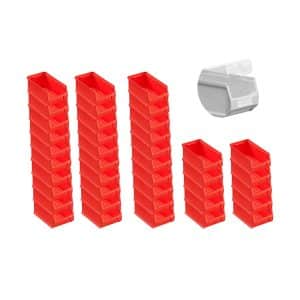 SuperSparSet 40 x Rote Sichtlagerbox 2.0 Mit Abdeckung HxBxT 7