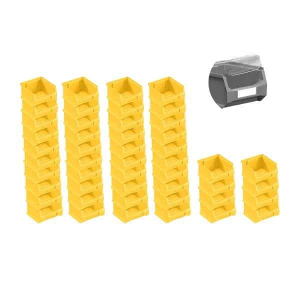 SuperSparSet 48 x Gelbe Sichtlagerbox 1.0 Mit Abdeckung HxBxT 6 x 10 x 10 cm 0