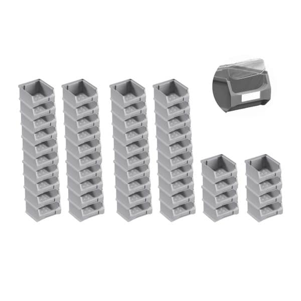 SuperSparSet 48 x Graue Sichtlagerbox 1.0 Mit Abdeckung HxBxT 6 x 10 x 10 cm 0