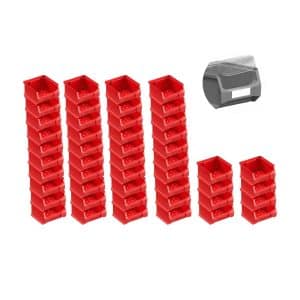 SuperSparSet 48 x Rote Sichtlagerbox 1.0 Mit Abdeckung HxBxT 6 x 10 x 10 cm 0