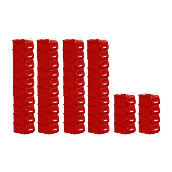 SuperSparSet 48 x Rote Sichtlagerbox 3.0 Mit Abdeckung HxBxT 12