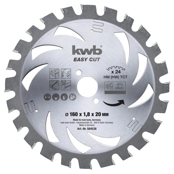 kwb Akku Top Easy Cut Kreissägeblatt 160 x 20 mm 24 Zähne universell